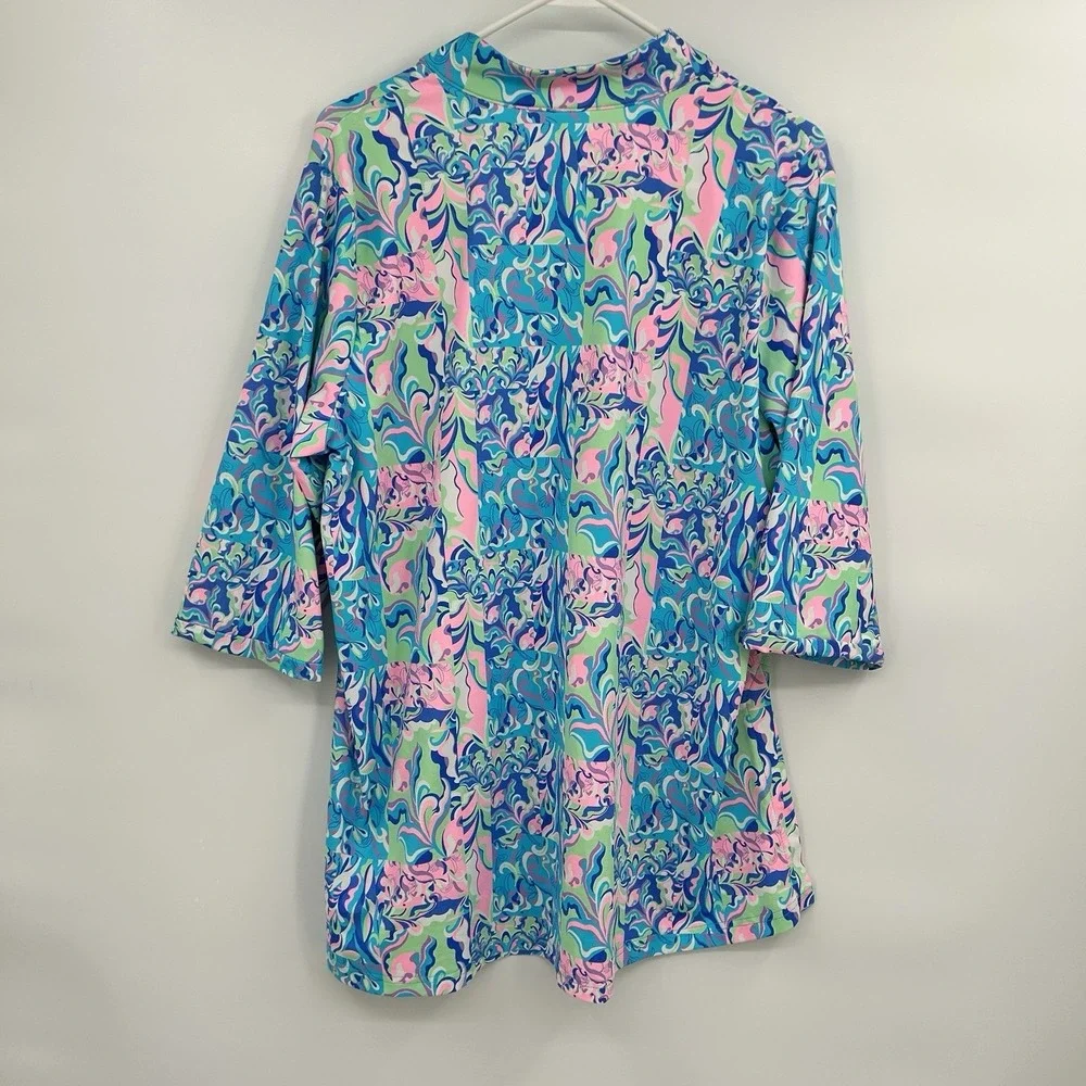 Lulu-B Womens Resortwear Tunic Top Size XL Preppy Coastal UPF 50+ Travel #5163 - Picture 8 of 9